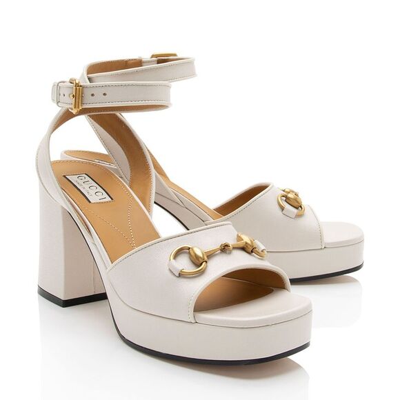 Gucci Leather Horsebit Platform Sandals - Size 9 / 39 - Picture 2 of 8